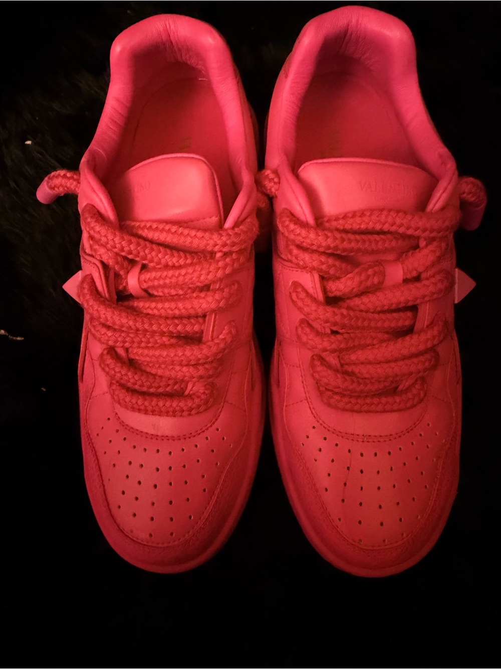 Valentino Garavani Bright Pink Leather Sneakers